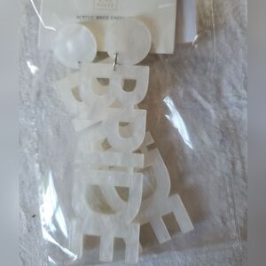 White Acrylic Bride Earrings